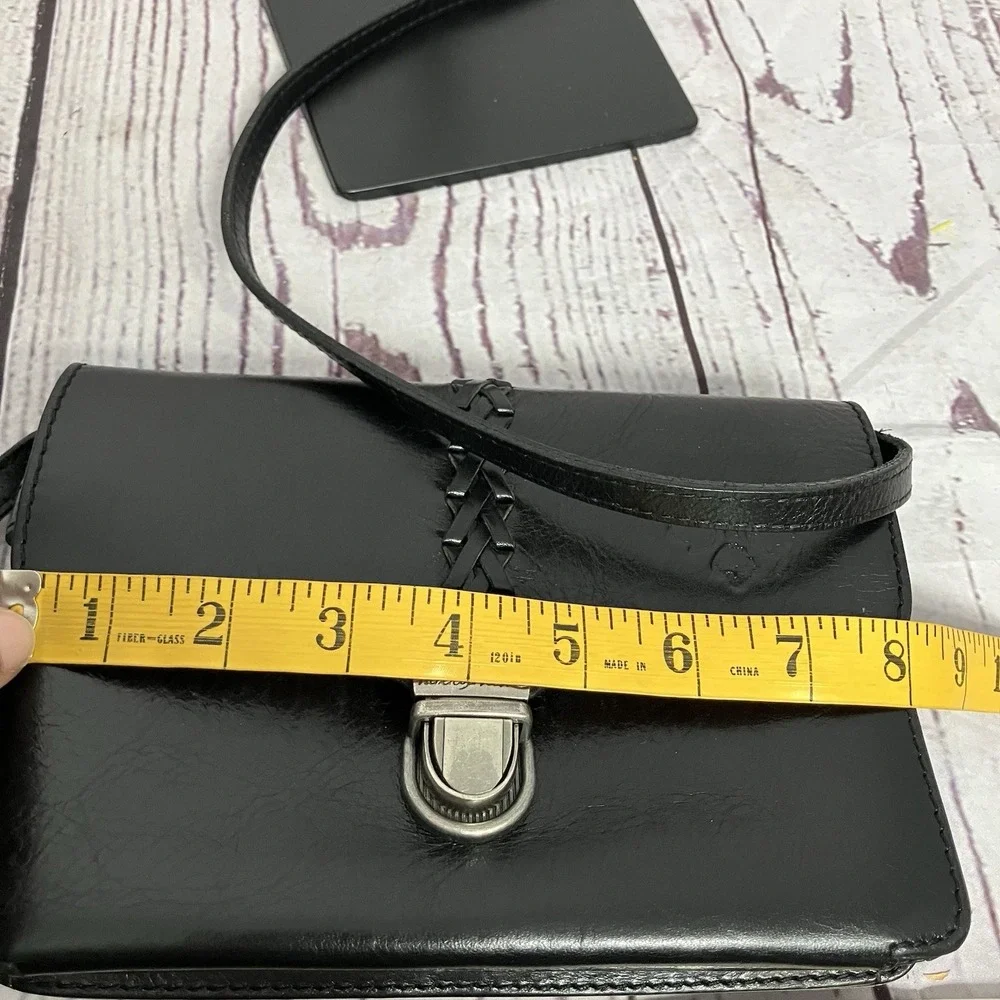 Patricia‎ Nash Black Leather Crossbody Bag Woven Strap Flap Purse Boho